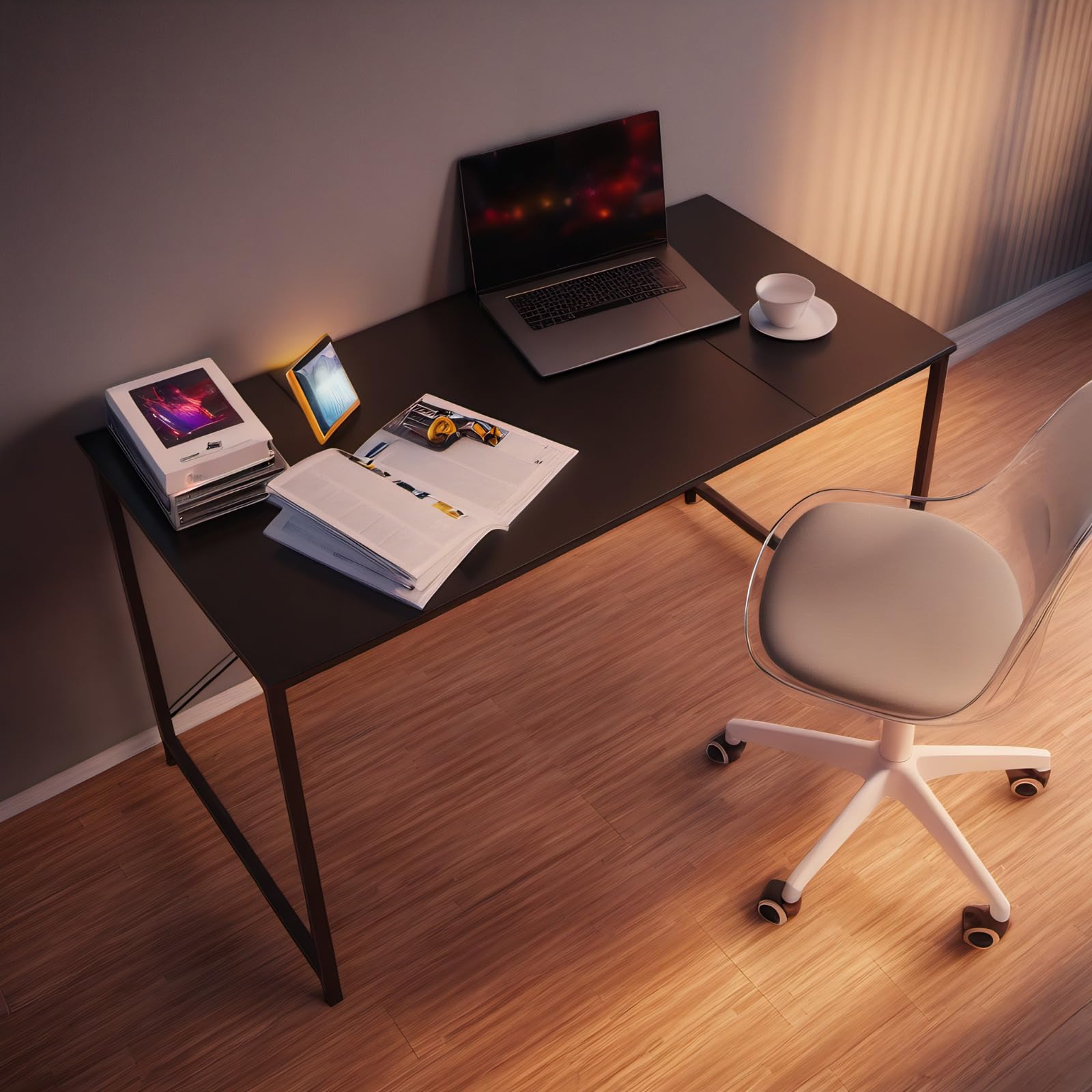 ｹﾞｰﾑ　デスク　PC　机 DOMICON l字ゲーミングデスク 黒 幅119cm モニター台付き